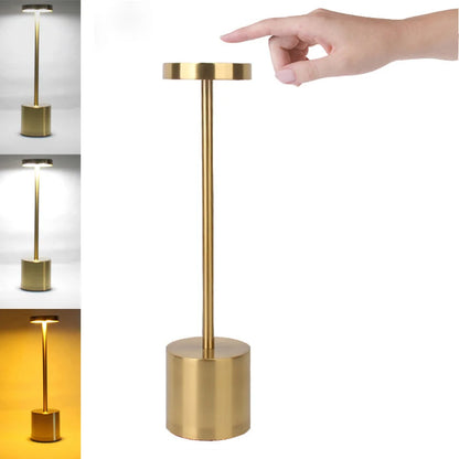 LED Table Lamp with Touch Control, USB Rechargeable, 3-Color Dimming, Portable Nightstand Light