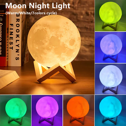 3D LED Moon Night Light with Display Stand