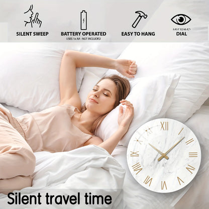 Modern Marble Tempered Glass Wall Clock