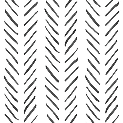 Herringbone Peel & Stick Wallpaper - Black/White Geometric