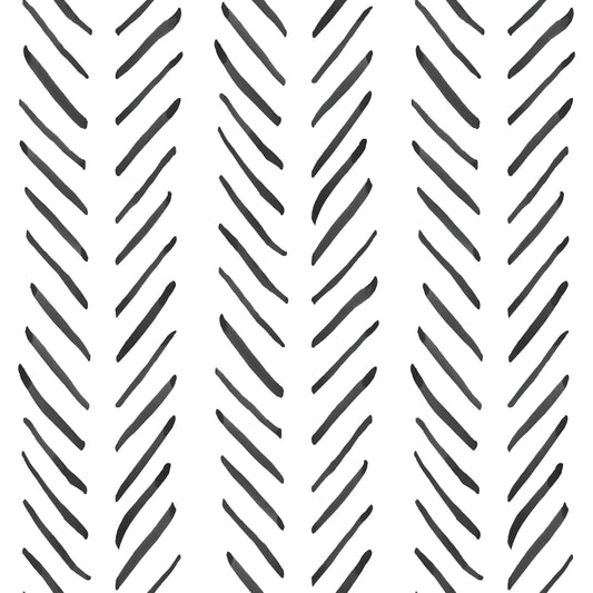 Herringbone Peel & Stick Wallpaper - Black/White Geometric