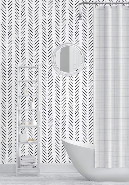 Herringbone Peel & Stick Wallpaper - Black/White Geometric