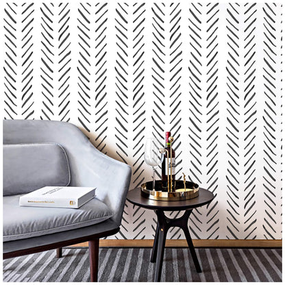 Herringbone Peel & Stick Wallpaper - Black/White Geometric