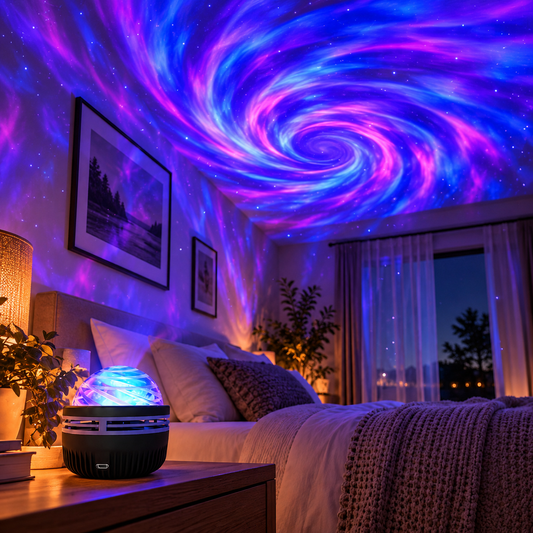 Aurora LED Projector Night Light – Color-Changing Room Light with Remote