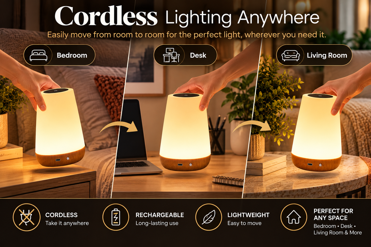 Rechargeable RGB Touch Table Lamp – 13-Color Dimmable Bedside Light