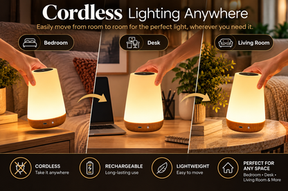 Rechargeable RGB Touch Table Lamp – 13-Color Dimmable Bedside Light
