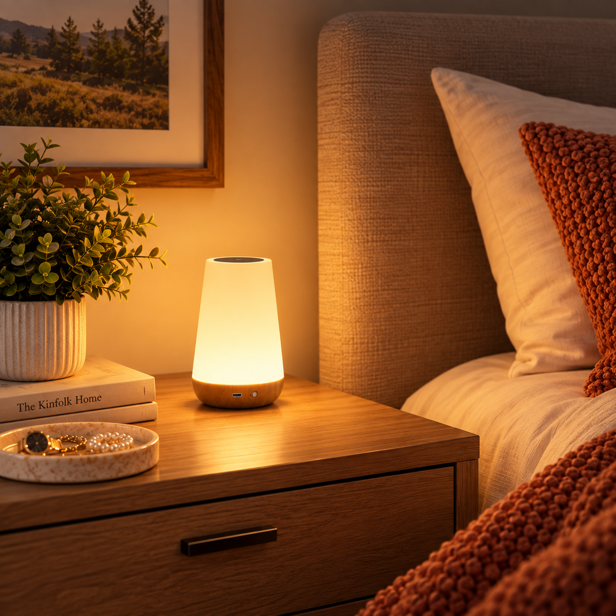 Rechargeable RGB Touch Table Lamp – 13-Color Dimmable Bedside Light